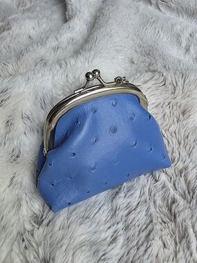 Blue OSTRICH Coin Purse with Keyring